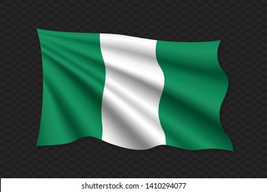3D Waving Flag of Nigeria. Vector illustration