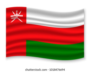 3D Waving Flag of Oman. Vector illustration