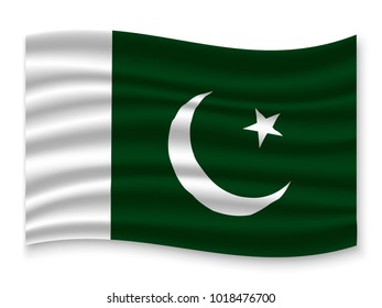 3D Waving Flag of Pakistan. Vector illustration