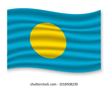 3D Waving Flag of Palau. Vector illustration