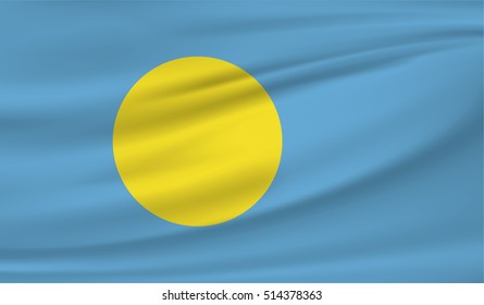 3D Waving Flag of Palau / flag vector