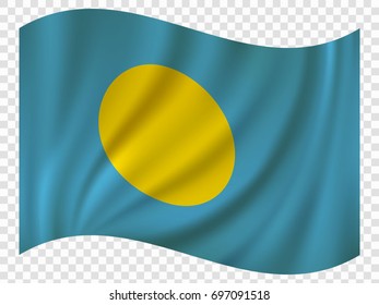 3D Waving Flag of Palau. Vector illustration