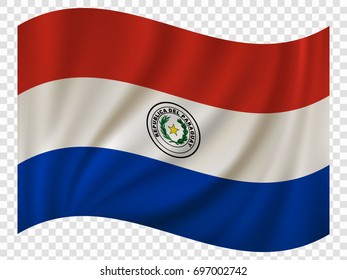 3D Waving Flag of Paraguay. Vector illustration