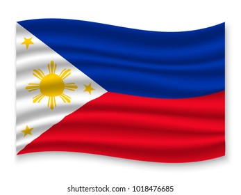 3D Waving Flag of Philippines. Vector illustration