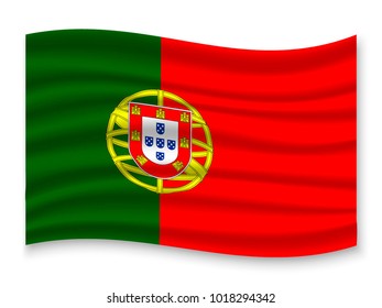 3D Waving Flag of Portugal. Vector illustration