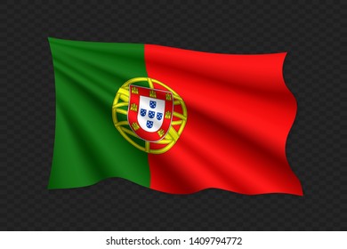 3D Waving Flag of Portugal. Vector illustration