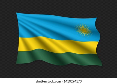 3D Waving Flag of Rwanda. Vector illustration