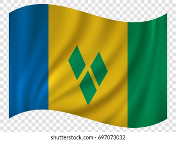 3D Waving Flag of Saint Vincent and the Grenadines. Vector illustration