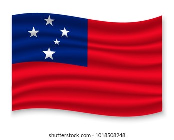 3D Waving Flag of Samoa. Vector illustration