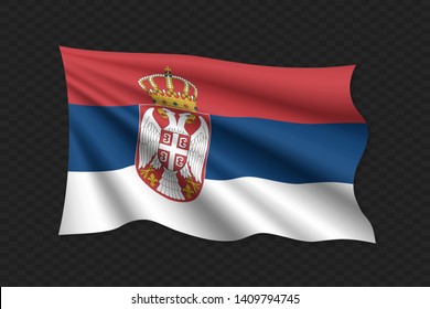 3D Waving Flag of Serbia. Vector illustration
