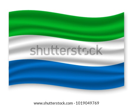 3D Waving Flag of Sierra Leone. Vector illustration