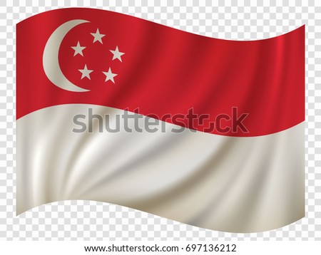 3D Waving Flag of Singapore. Vector illustration