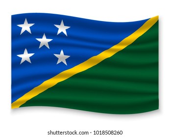 3D Waving Flag of Solomon Islands. Vector illustration