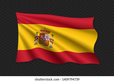 3D Waving Flag of Spain. Vector illustration