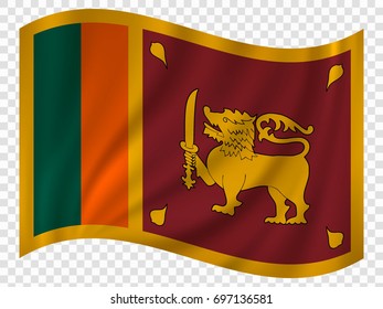 3D Waving Flag of Sri Lanka. Vector illustration