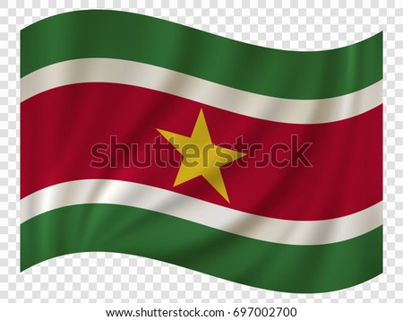 3D Waving Flag of Suriname. Vector illustration