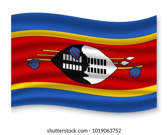 3D Waving Flag of Swaziland. Vector illustration