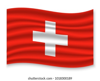 3D Waving Flag of Switzerland. Vector illustration