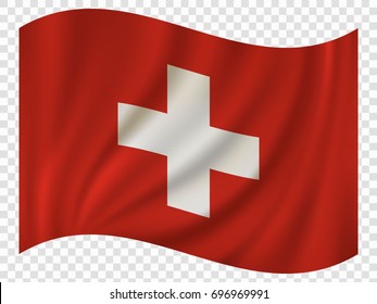 3D Waving Flag of Switzerland. Vector illustration