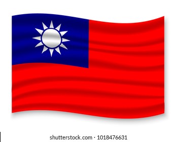 3D Waving Flag of Taiwan. Vector illustration
