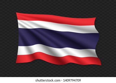 3D Waving Flag of Thailand. Vector illustration