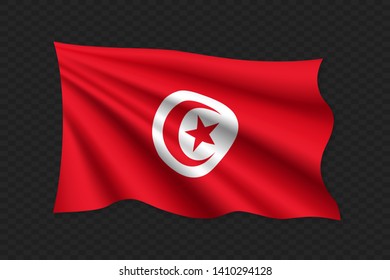 3D Waving Flag of Tunisia. Vector illustration