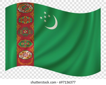 3D Waving Flag of Turkmenistan. Vector illustration