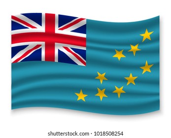 3D Waving Flag of Tuvalu. Vector illustration