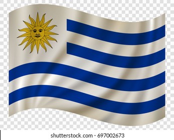 3D Waving Flag of Uruguay. Vector illustration