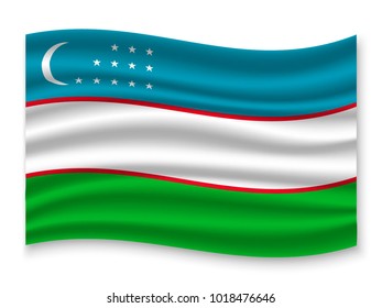 3D Waving Flag of Uzbekistan. Vector illustration