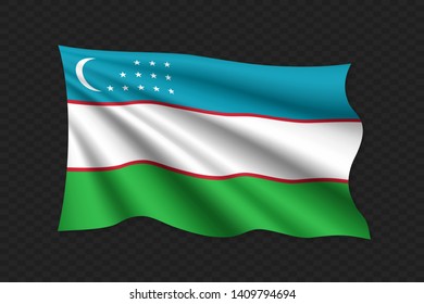 3D Waving Flag of Uzbekistan. Vector illustration
