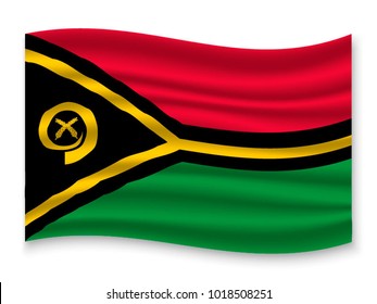 3D Waving Flag of Vanuatu. Vector illustration