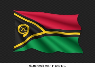 3D Waving Flag of Vanuatu. Vector illustration