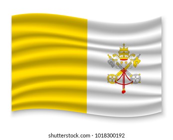 3D Waving Flag of Vatican City. Vector illustration