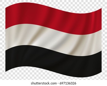 3D Waving Flag of Yemen. Vector illustration