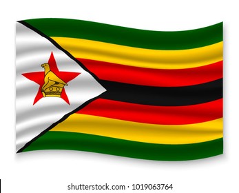 3D Waving Flag of Zimbabwe. Vector illustration