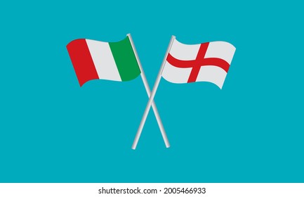 3D Waving flags Italy and England vector on blue background