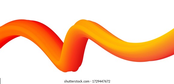 3D Waving Orange and Yellow Vector Line on White Background. Can be used for web design, banner or a creative presentation. Vector Illustration.