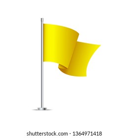 3d waving yellow flag isolated on white background