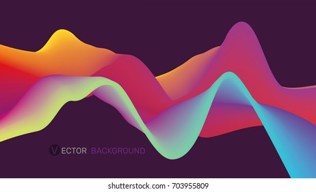 3D wavy abstract background. Dynamic Effect. Futuristic Technology Style. Motion Vector Illustration. Background for banner, flyer, book, cover, poster.