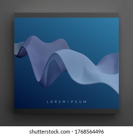 3D wavy background. Array with dynamic emitted particles. A wave formed from many spheres. Abstract vector illustration. Design template. Modern pattern.