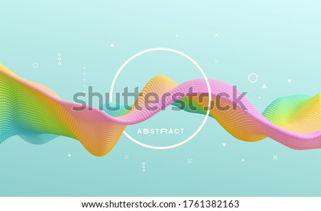 3D wavy background. Array with dynamic emitted particles. A wave formed from many spheres. Abstract vector illustration. Design template. Modern pattern. Foto stock © 