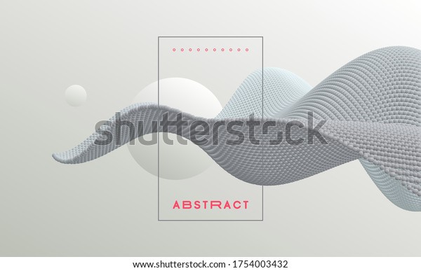 3D wavy background. Array with\
dynamic emitted particles. A wave formed from many spheres.\
Abstract vector illustration. Design template. Modern\
pattern.