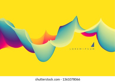 3D wavy background with dynamic effect. Abstract vector illustration for flyer, brochure, booklet and websites design. 