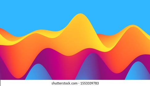 3D wavy background with dynamic effect. Abstract vector illustration for flyer, brochure, booklet and websites design. 