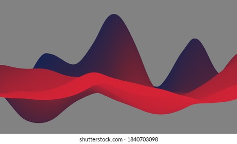 3D Wavy Background. Dynamic Effect. Hills silhouette. Abstract Vector Illustration. Design Template. Modern Pattern.