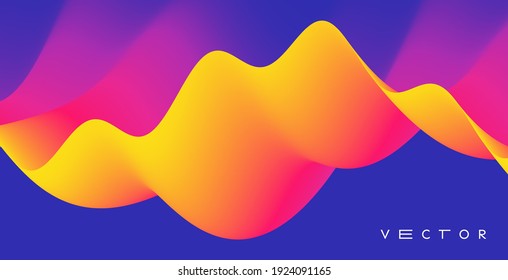 3D wavy background. Dynamic effect. Vector illustration. 