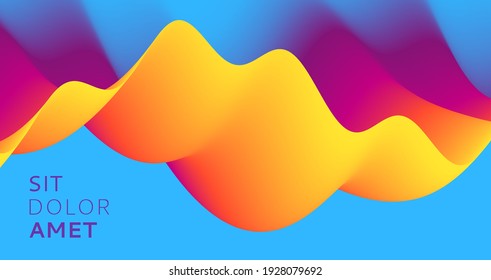3D wavy background. Dynamic effect. Vector illustration. 