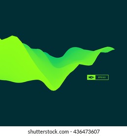 3D Wavy Background. Dynamic Effect. Abstract Vector Illustration. Design Template. Modern Pattern.