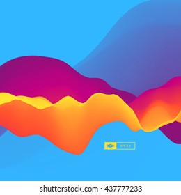 3D Wavy Background. Dynamic Effect. Abstract Vector Illustration. Design Template. Modern Pattern.